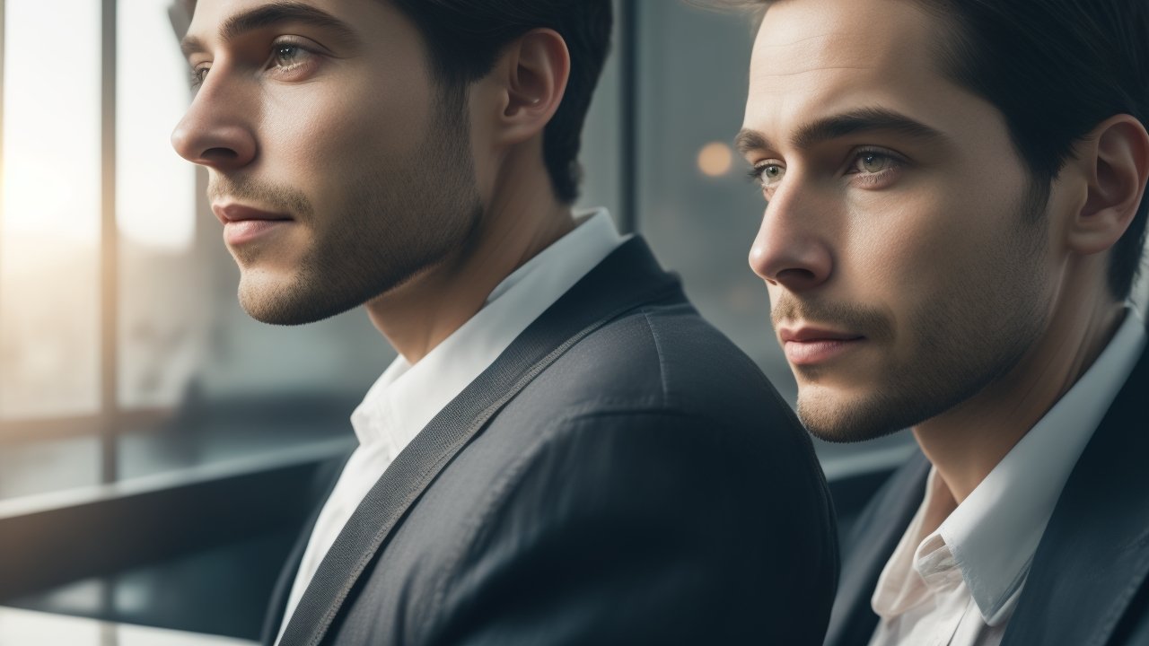 A dramatic, cinematic close-up of a thoughtful person in a modern newsroom, bathed in soft natural light with blurred background elements suggesting dynamic storytelling and editorial focus.